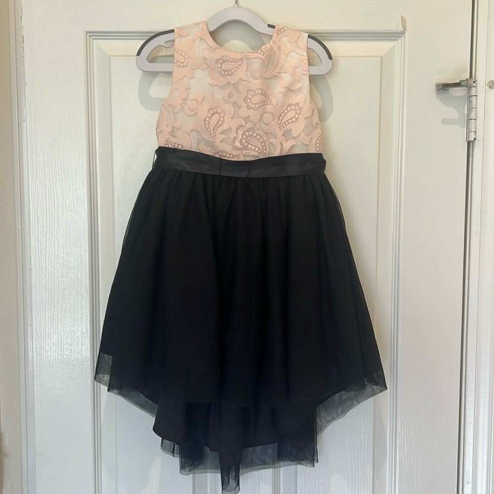 Pippa & Julie Pink lace Black tulle Skirt Retro party formal Dress size:5